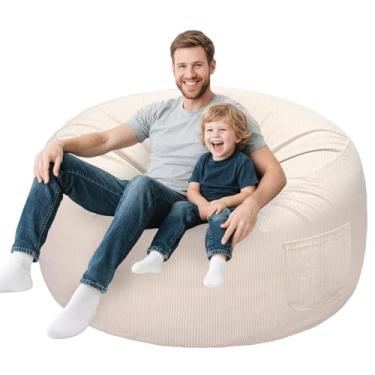 Imagem de Lukeight Puff Cadeira com espuma viscoelástica e capa de veludo cotelê removível para crianças, adolescentes e adultos, sofá aconchegante para sala de estar, poltrona de pufe para jogos, leitura, 3GG