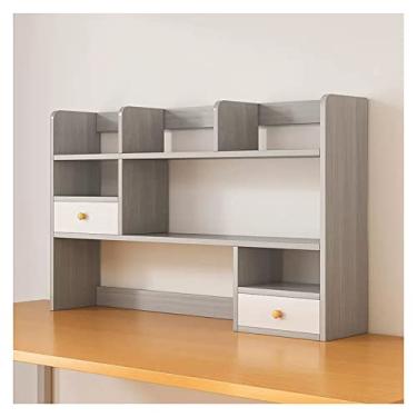 Imagem de Organizadores de mesa de estante para mesa de escritório, organizador de mesa e armazenamento, para dormitório, decoração de casa, prateleira de maquiagem, cinza para sala de estar, escritório em casa