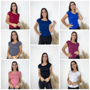 Imagem de Kit 2 Blusas Femininas detalhe na manga - GK TODA BELA, Preto, Branco,