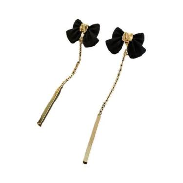 Imagem de Brincos Pendentes Com Laço Preto Para Mulheres, Joias De Moda Vintage 