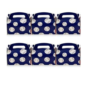 Imagem de Marspark 12 peças de lembrancinhas de festa de beisebol, caixas de petisco, doces, salgadinhos, com alças, sacos de papelão, caixa de presente a granel para artigos de festa de aniversário com tema