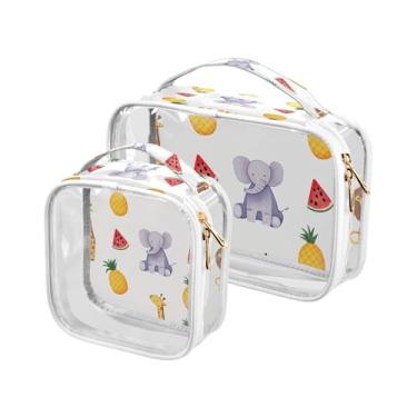 Imagem de xigua Bolsa de maquiagem feminina para girafas, transparente, bolsa de cosméticos de viagem, bolsa de higiene portátil à prova d'água para viagens, férias, organização de banheiro