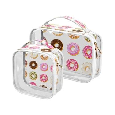Imagem de xigua Bolsa de maquiagem colorida donuts para mulheres, bolsa de cosméticos de viagem, bolsa de higiene portátil à prova d'água para viagens, férias, organização de banheiro