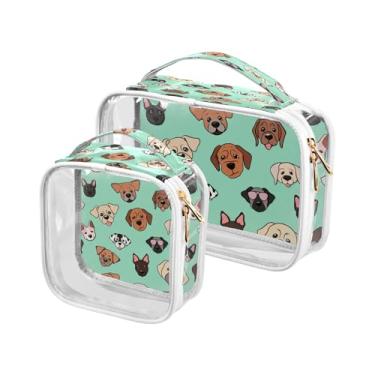 Imagem de xigua Bolsa de maquiagem de rosto de cachorro para mulheres, bolsa de cosméticos de viagem, bolsa de higiene portátil à prova d'água para viagens, férias, organização de banheiro