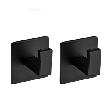 Imagem de 1/4 peças de ganchos de parede autoadesivos pretos para pendurar chaves, cabide de porta, roupão, gancho, cabideiro, suporte de toalha, acessórios de banheiro, 2 peças