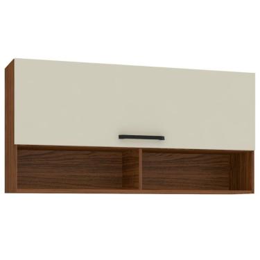 Imagem de Armário Suspenso com 2 Nichos Skin Nogueira Off White