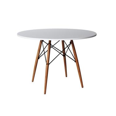 Imagem de Mesa Eiffel De Jantar Tampo De Madeira 90 Cm Branco - Branco
