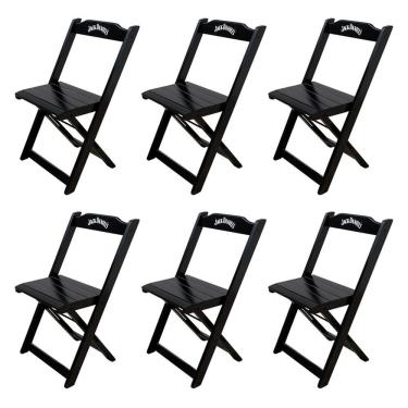 Imagem de Kit 6 Cadeiras Dobráveis Madeira Jack Preta