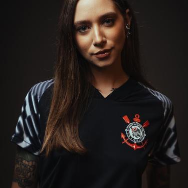 Imagem de Camisa Corinthians SCCP Lines Preta Feminina-Feminino