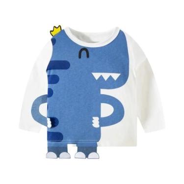 Imagem de Camisetas De Manga Longa Para Meninos Com Estampa De Dinossauro 3D Em 