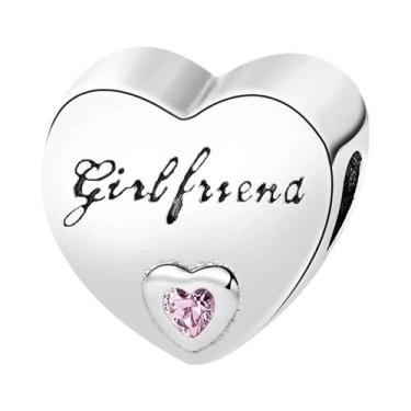 Imagem de Pulseira Feminina De Prata Esterlina 925 Com Berloques De Coração 'Amo