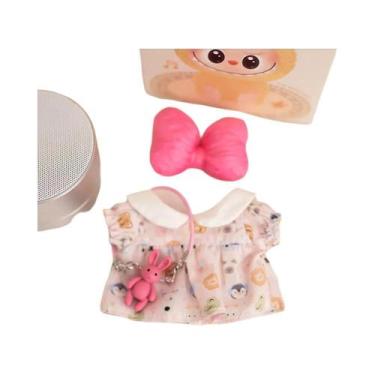 Imagem de Casaco De Pelúcia Colorido Xadrez Labubu Para Bebês, 17cm, Design Chic