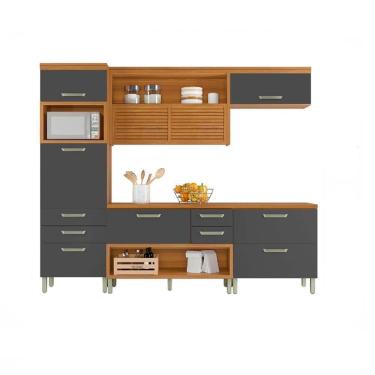 Imagem de Cozinha Modulada 4 Peças Paneleiro| Mdf Freijó com Grafite