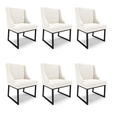 Imagem de Cadeira Sala de Jantar Industrial Preto kit 6 Liz Bouclê Off White D03