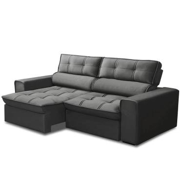 Imagem de Sofá Retrátil Reclinável 3 Lugares 200cm Blanches F05 Veludo Grafite - Mpozenato