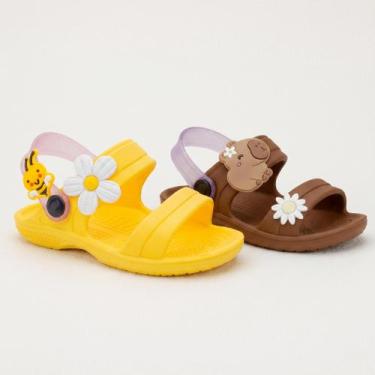 Imagem de Kit 2 Sandália Infantil Menina Papete Capivara Leve Macia - Kimimo, Am