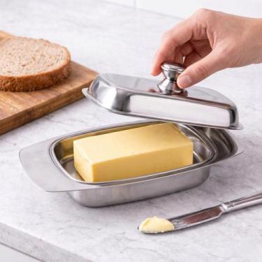 Imagem de Manteigueira Inox Higiênica Elegante Prática Durável com Tampa - FRATE