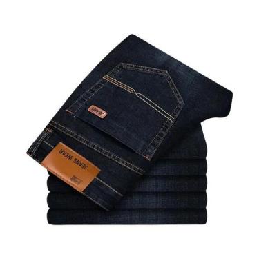 Imagem de Calças Jeans Masculinas Pretas E Azuis De Algodão Stretch Com Corte Re