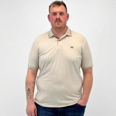 Imagem de Camisa Polo Sallo Básica Manga Curta Plus Size Masculina, G2, Areia