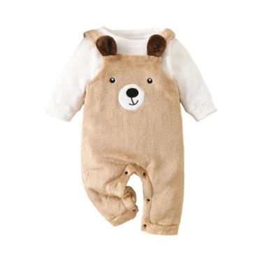 Imagem de Conjunto De Roupa De Bebê Unissex Em Pelúcia Com 2 Peças, Macacão De F