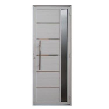 Imagem de Porta de Alumínio Lambril Solara com Visor e Puxador 70 x 210 Abertura