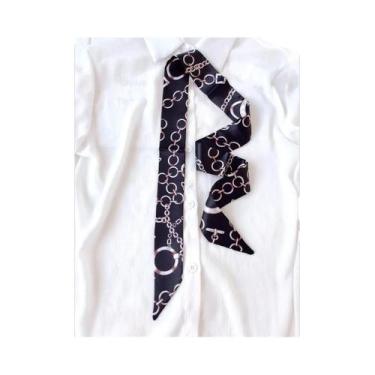 Imagem de Lenço De Seda Fino Feminino 90cm X 4cm, Fita Para Cabelo Longa, Lenço 