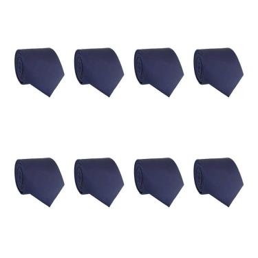 Imagem de Kit 8 Gravatas Masculina Social Slim Premium Tons de Azul Lisa Elegante Padrinhos Formatura Trabalho