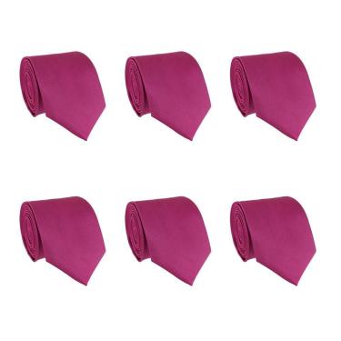 Imagem de Kit 6 Gravatas Masculina Social Slim Premium Tons de Rosa Lisa Elegante Padrinhos Formatura Trabalho