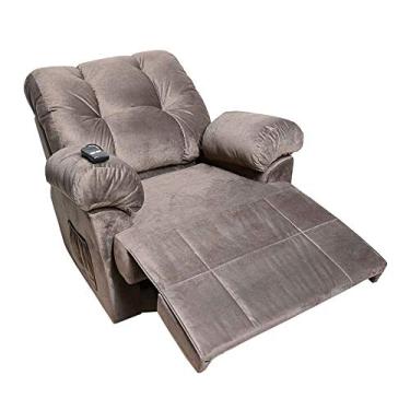 Imagem de Poltrona Reclinável Manual Adele Veludo Marrom Claro