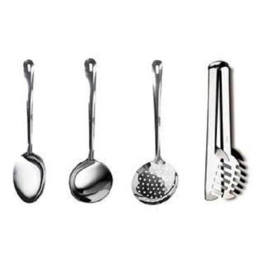 Imagem de Kit 4 Utensílios Cozinha Concha Escumadeira Pegador Colher