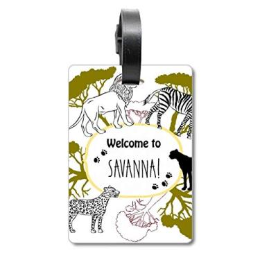 Imagem de African Welcom To Savanna Pinto Leopard Wildlife Mala, Etiqueta de Bagagem, Cartão de Bagagem, Etiqueta Pendurada, Multicolorido.