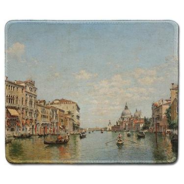 Imagem de dealzEpic - Mousepad de arte - Mouse Pad de borracha natural com famosa pintura de belas artes de vista do Grande Canal de Veneza por Federico del Campo - Bordas costuradas - 24 x 20 cm