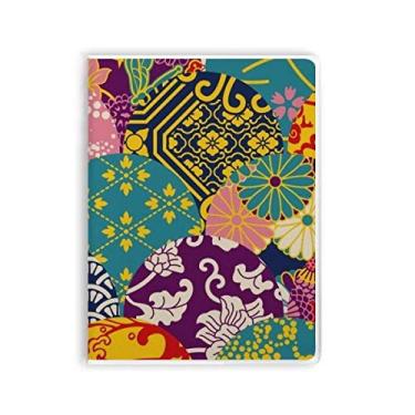 Imagem de Caderno com estampa de folhas de flores, estilo japonês, chinês, capa de goma
