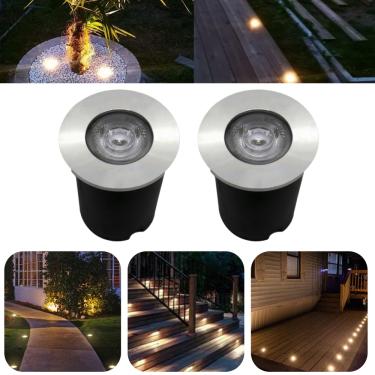 Imagem de Kit 2 Luminárias Balizadores Spot Led SMD Em PVC De 1W Luz Branco Quente De Embutir Em...