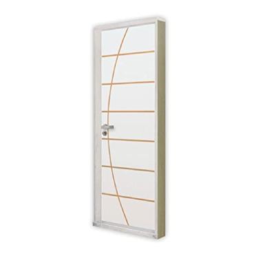Imagem de Melamínica Kit Porta Açomad Batente Semi-oca Decorativa Gaucha Direita215x85cm Branco