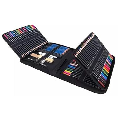 Imagem de Lápis de desenho profissional de 145 peças e suprimentos de arte de esboço Inclui base de óleo Lápis de cor Carvão Lápis Borracha Papel portátil Saco de armazenamento com zíper Conjunto de arte