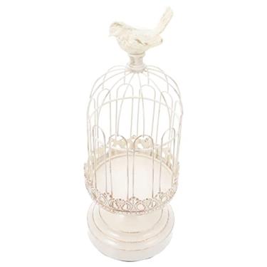 Imagem de VINTORKY 1 Unidade Castiçais de gaiola de pássaro retrô castiçais antigos peças centrais de gaiola de pássaro de casamento castiçal decoração vintage a vela de natal candelabro