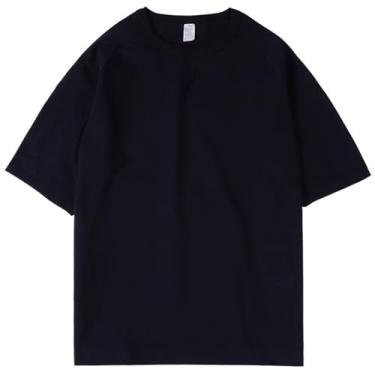 Imagem de Pure cotton short sleeved drop shoulder T-shirt half sleeved base shirt round neck top for men and women