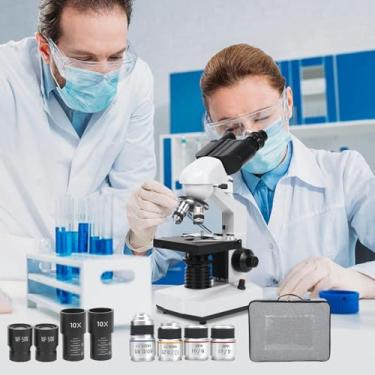 Imagem de CNAOHGHN 30000X/50000X/70000X Profissional Microscópio Binocular HD 185 Lente Objetiva + Conversor de 4 Furos, Experimento de Dissecção Reprodução Biológica Espermatozóide Bactérias Ácaros