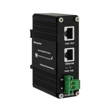 Imagem de Injetor PoE PoE industrial endurecido com injetor Gigabit PoE+, adaptador PoE de entrada de 12 ~ 48 V, IEEE802.3af/a 30 W, saída de até 100 m, trilho DIN e montagem na parede