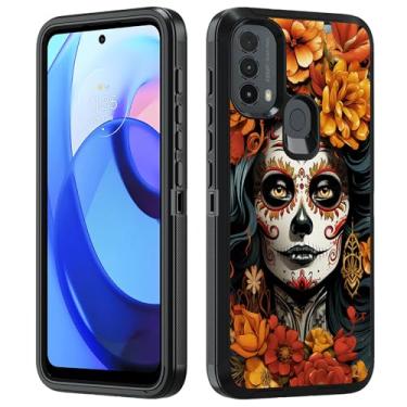 Imagem de BWOOLL Capa para Moto E20/Moto E30/Moto E40, resistente 3 em 1 híbrido PC rígido e silicone macio à prova de choque capa de proteção contra quedas para Motorola Moto E20 E30 E40, caveira de açúcar