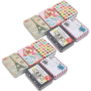 Imagem de 10 caixas de caixas impressas em folha de flandres, cubos de armazenamento com tampa, presentes de doces, latas pequenas de biscoitos, mini recipientes de lata de chá com tampas Altoid retangulares de