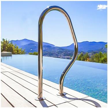 Imagem de JENLER - Corrimão de piscina de aço inoxidável - Trilho de piscina de aço inoxidável 304 | Parafusos de expansão incluídos | Capacidade de carga de 150 kg | 80 x 47 cm | 800 x 470 mm | para piscinas