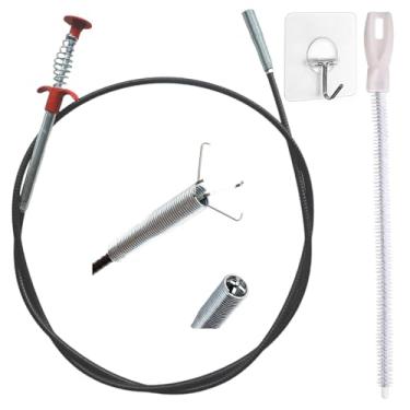 Imagem de Walsunte Removedor de entupimento de pelos de cobra de drenagem de 158,8 cm - trado de drenagem multifuncional, coletor de cabelo e escova de limpeza para cozinha, banheiro, esgoto, banheira, teto