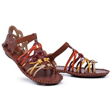 Imagem de Sandália Feminina Ortopédica Rasteirinha Couro Tiras Coloridas Havana 41