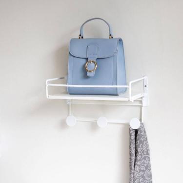 Imagem de Prateleira de Madeira com Ganchos Linha Slim Branco