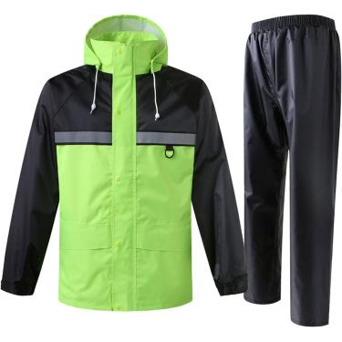 Imagem de Capas de chuva para homens adultos, roupas de chuva para homens à prova d'água (jaqueta + calça), capas de chuva respiráveis ​​para acampamento ao ar livre, ciclismo, pesca, verde, XL