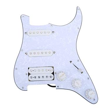 Imagem de Musiclily 11 Furos HSS Pickguard Pré-cabeado Escudo Strato Completo com 3 Captadores para Guitarra Stratocaster, 4 Camadas Branco Perolado