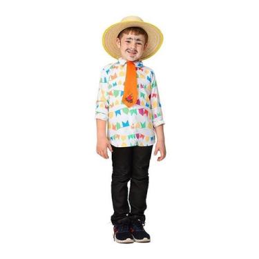 Imagem de Camisa Bandeirinha Com Gravata Roupa Junina Infantil Masculina - Fanta