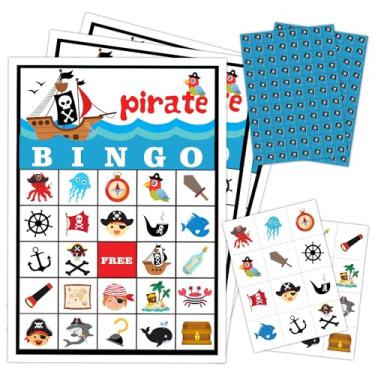 Imagem de mermermu Pirate Ship Adventures Bingo Game Cards(24 Players), Pirate Party Bingo Card for Family Friend Adult, Large Group Skull Party Activity Favor Decoration Supplies -007
